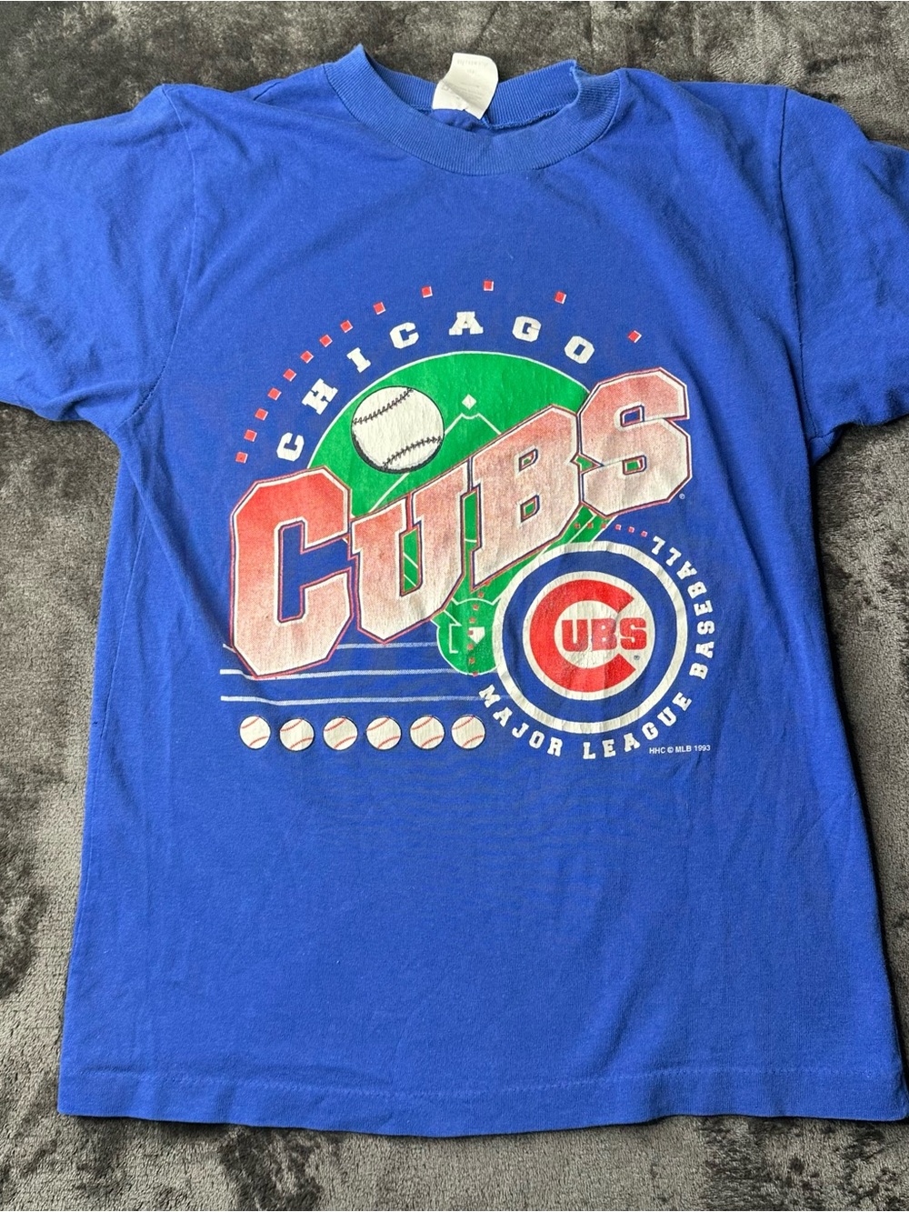 MLB Chicago Cubs Kids Royal Blue Graphic Tee with Red and Green Accents